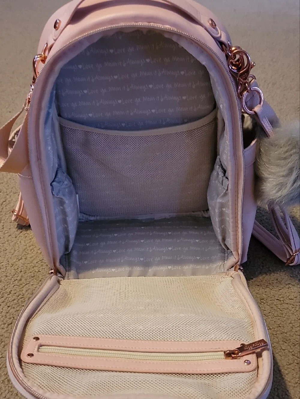 Itzy Ritzy Stylish Pink Mini Backpack W/Stroller Straps & Pouf - HARD TO FIND